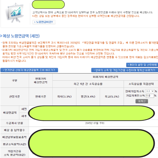 국민연금 예상 수령액