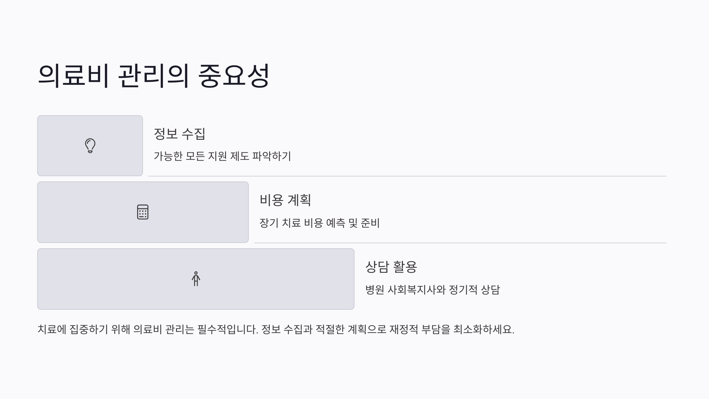 암환자 의료비 관리의 중요성