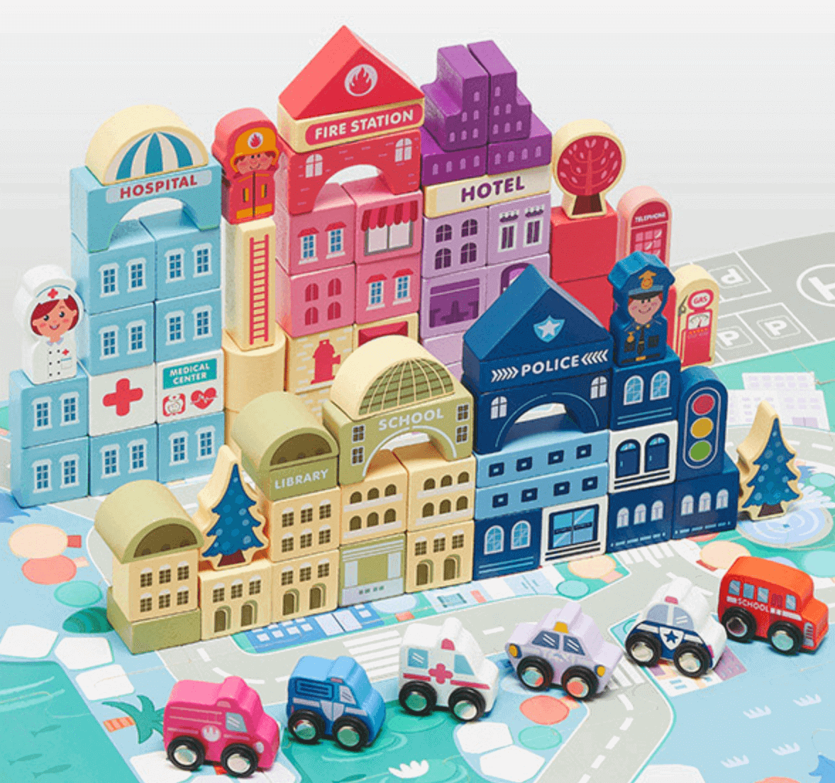 어린이날 선물로 추천하는 원목 블록 세트 사진입니다.