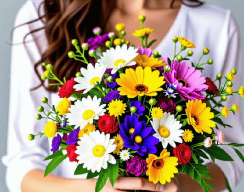 꽃을 들고 있는 여자 그림