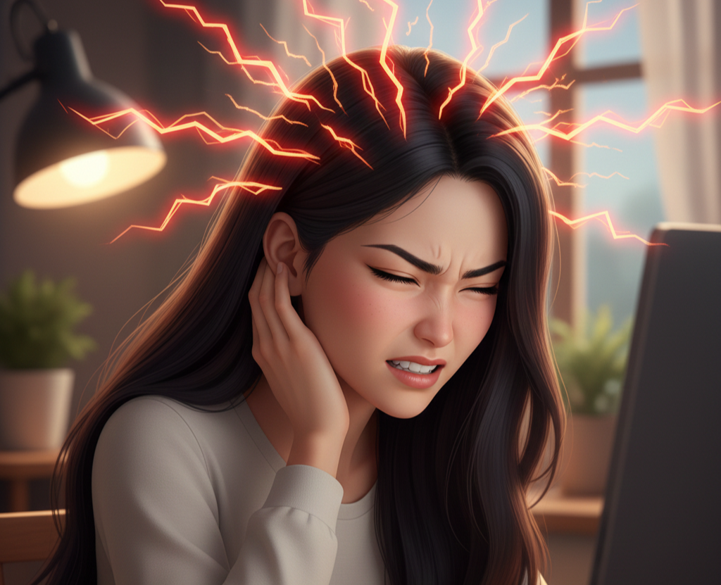 스트레스와 두통에 관련된 이미지