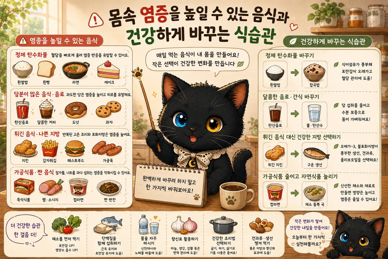 몸속 염증을 높일 수 있는 음식과 건강하게 바꾸는 식습관