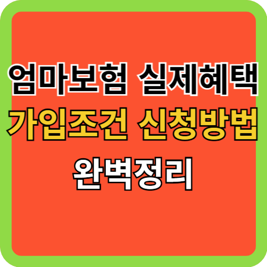 엄마보험 실제 혜택 가입조건 신청방법 완벽정리