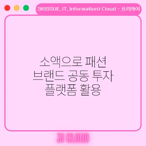 소액으로 패션 브랜드 공동 투자 플랫폼 활용