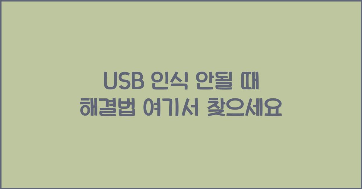 USB 인식 안될 때 해결법