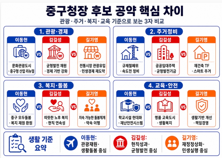제9회 지방선거 서울 중구청장 후보 공약 비교
