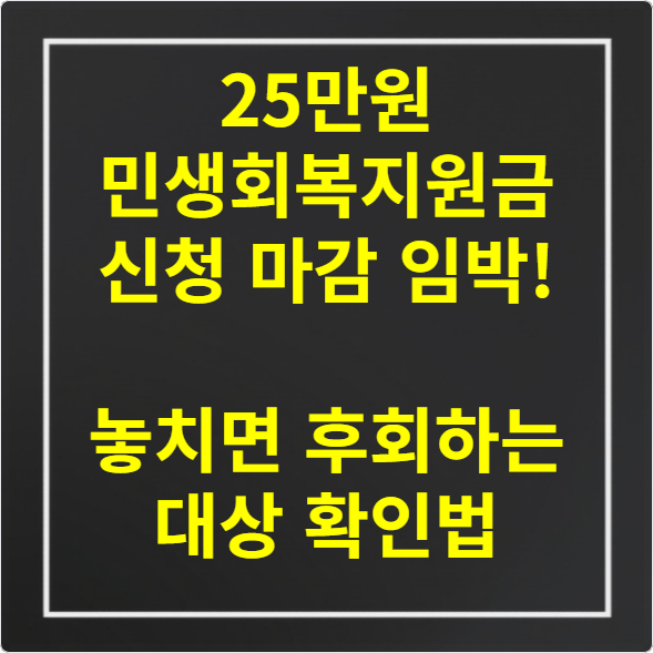 25만원 민생회복지원금 신청 마감 임박! 놓치면 후회하는 대상 확인법
