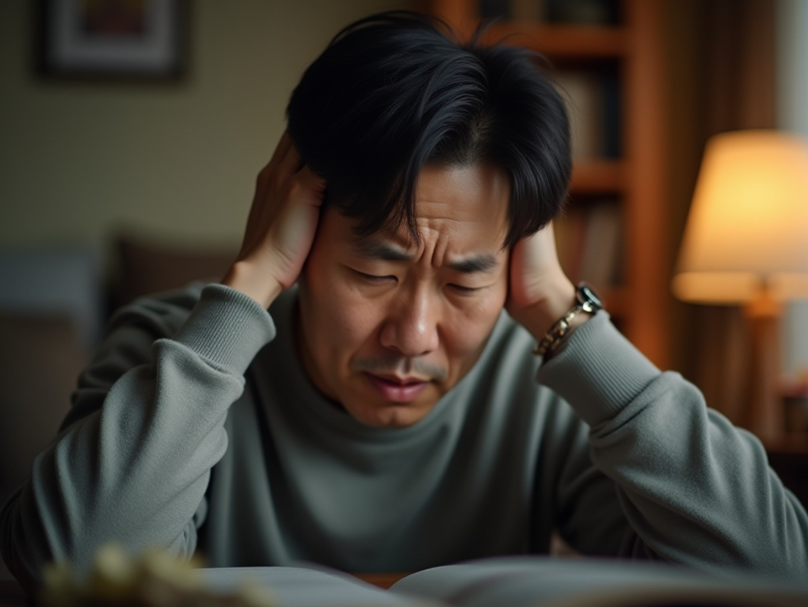 만성두통으로 고통스러워 하는 사람