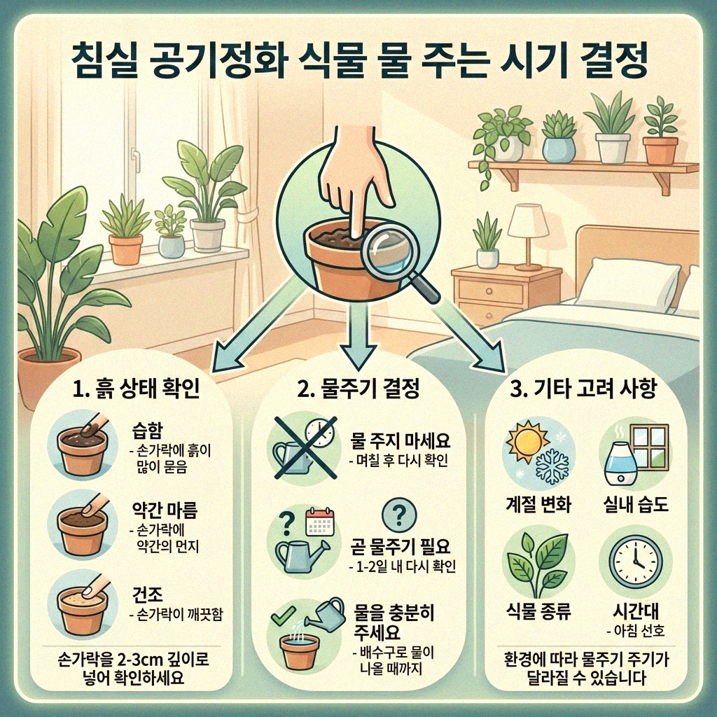 침실 공기정화 식물 물 주기 타이밍 완벽 가이드