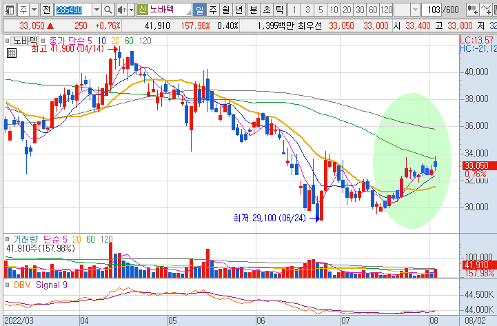 노바텍-주가-흐름-차트