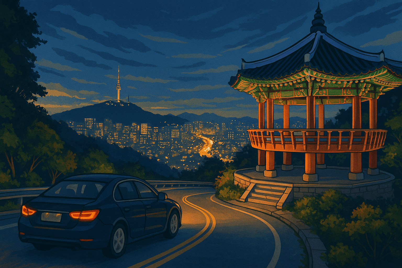 서울 북악스카이웨이 드라이브: 팔각정 야경 코스 완전정복