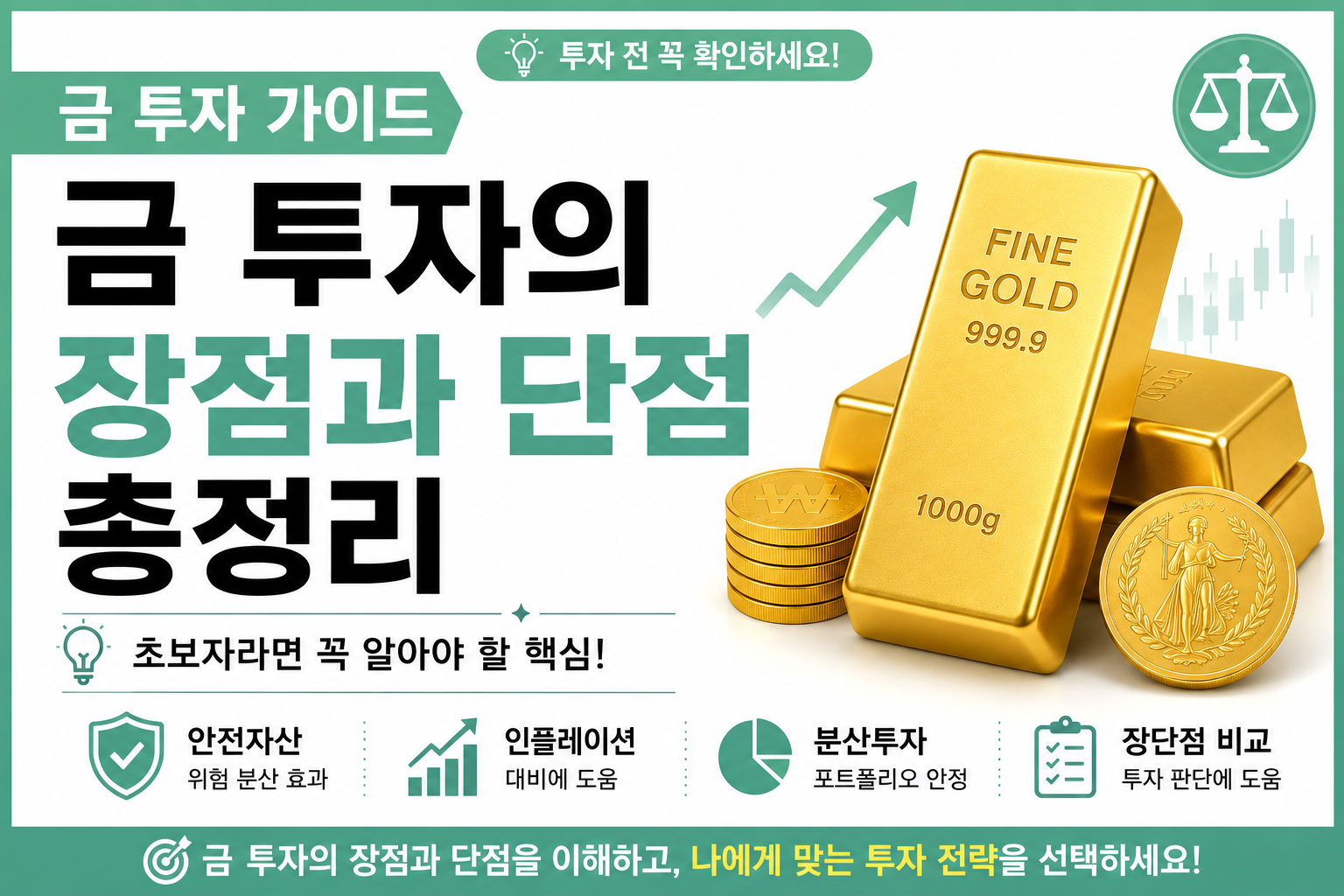 금 투자의 주요 장점을 설명한 인포그래픽