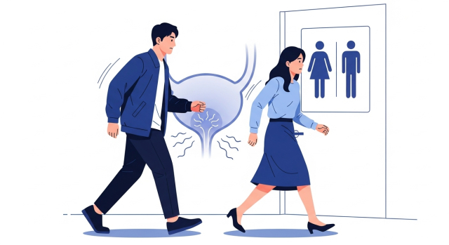 빈뇨원인 과민성 방광으로 급히 화장실 가는 장면