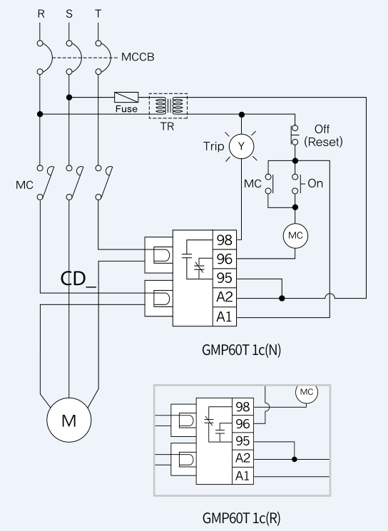 EOCR 사용 모터 보호 회로도