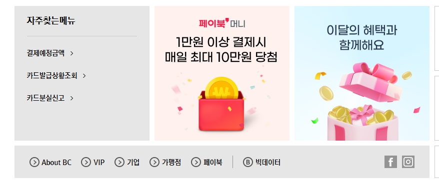 카드 분실을 알리고 이용 내역을 확인하는 간편한 메뉴 화면