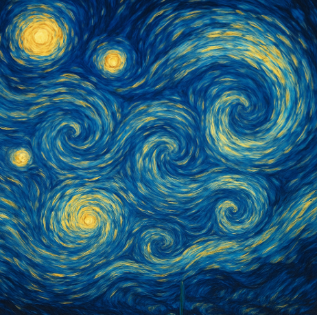 반 고흐의 별이 빛나는 밤에 난류의 시각화