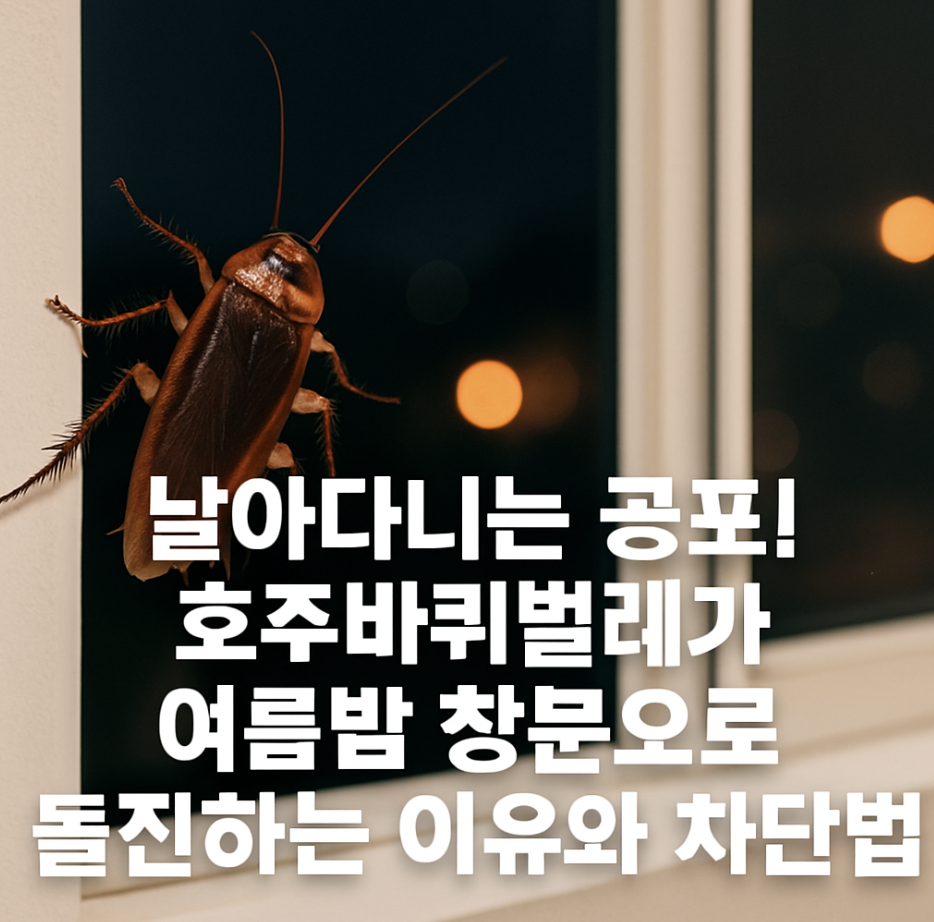 날아다니는 공포! 호주바퀴벌레가 여름밤 창문으로 돌진하는 이유와 차단법