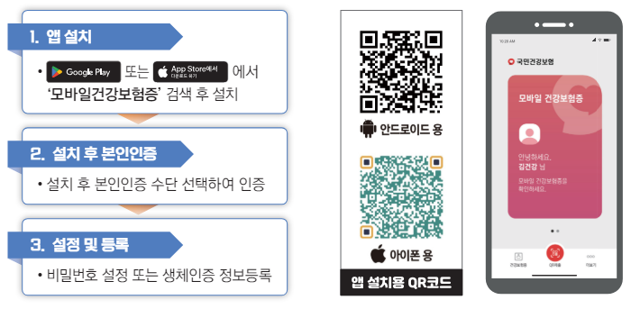 모바일 건강보험증 앱 설치