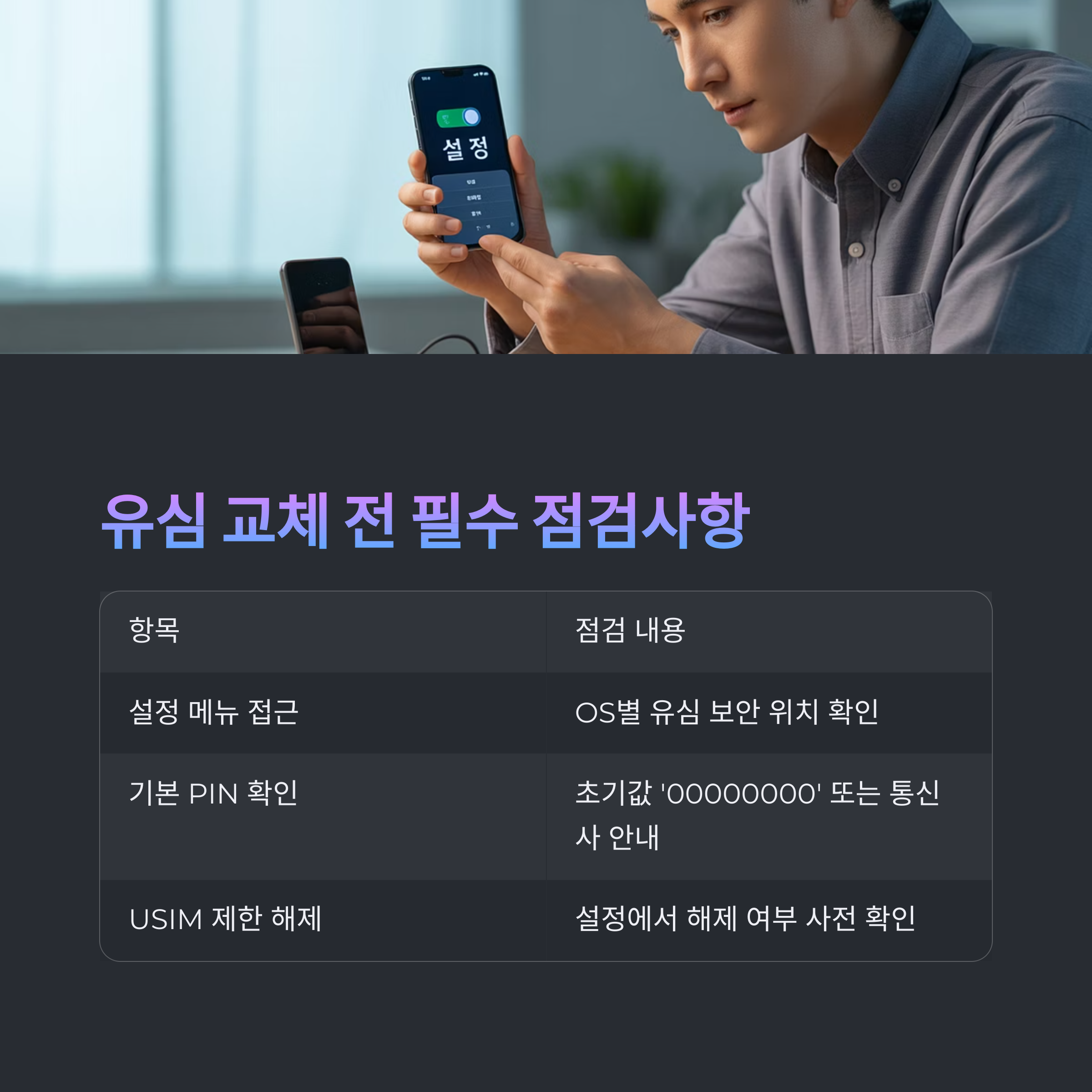 유심 교체 전 필수 점검 사항