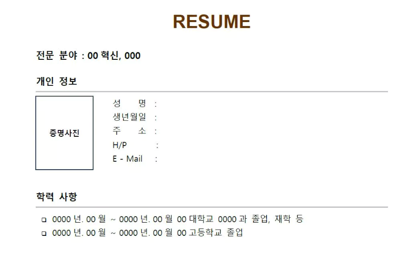 이력서-개요-전문분야-개인정보-학력-이미지