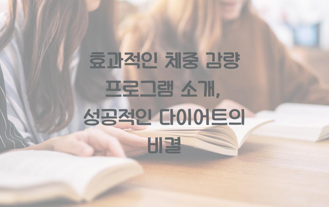 효과적인 체중 감량 프로그램 소개