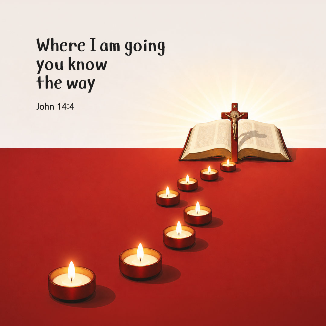 Today's Bible verse card John 14:4 scripture image