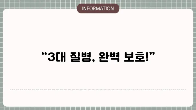 메리츠화재 3대질병보장보험 주요 보장 내용 정리 💊