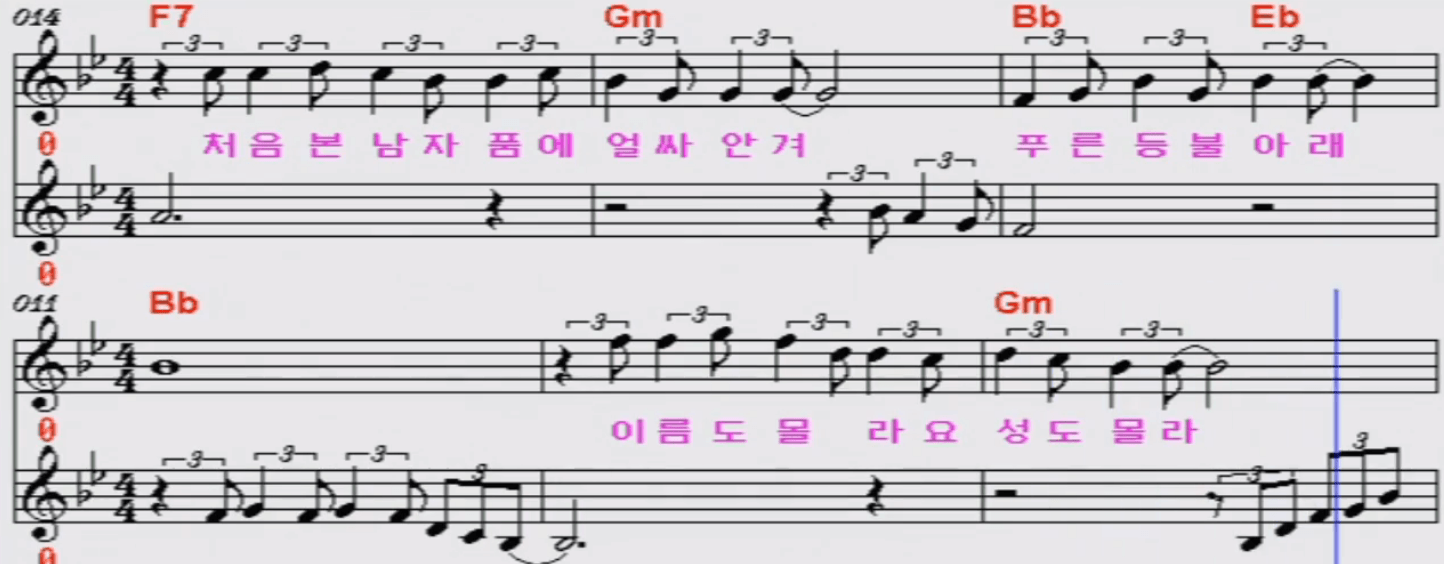 조은새(박신자) 댄서의 순정 악보