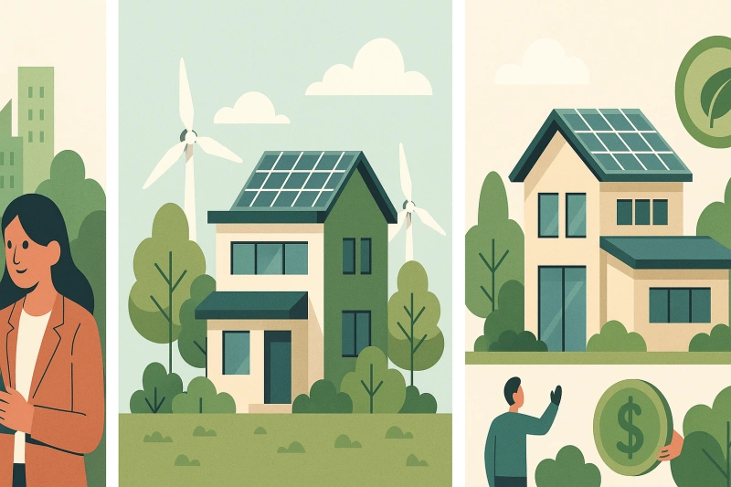 친환경 건축 인증 제도를 표현한 일러스트