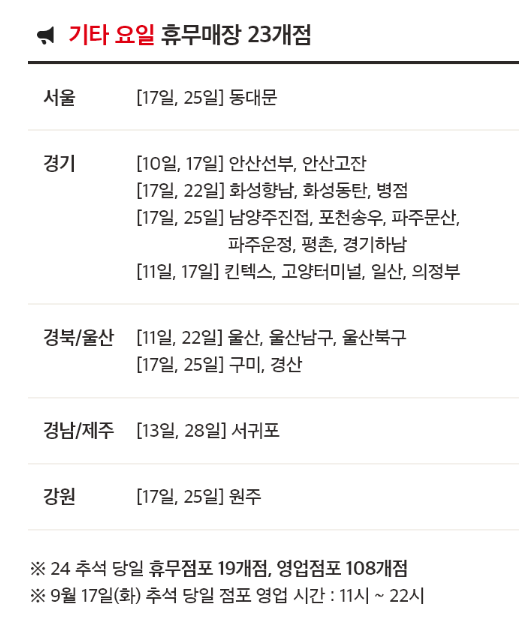 추석연휴 홈플러스 휴무점포