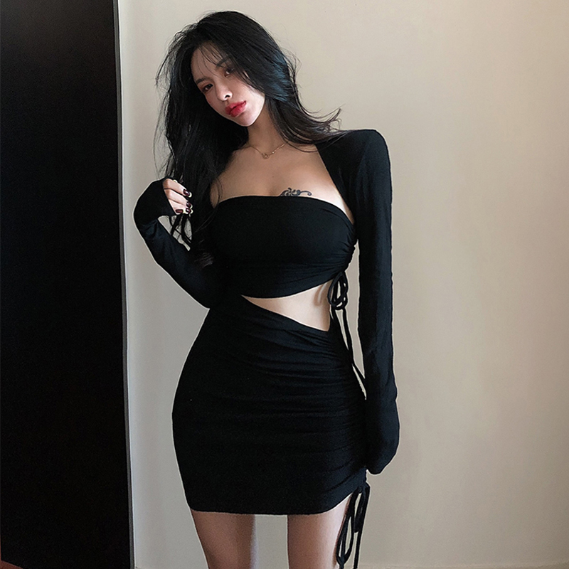 클럽 홀복 섹시투피스 어깨숄 세트룩