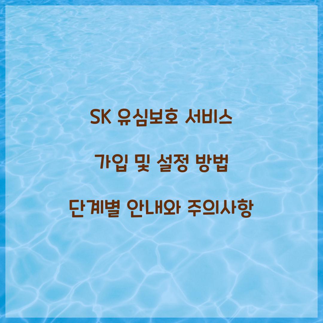 SK 유심보호 서비스 가입 및 설정 방법 단계별 안내