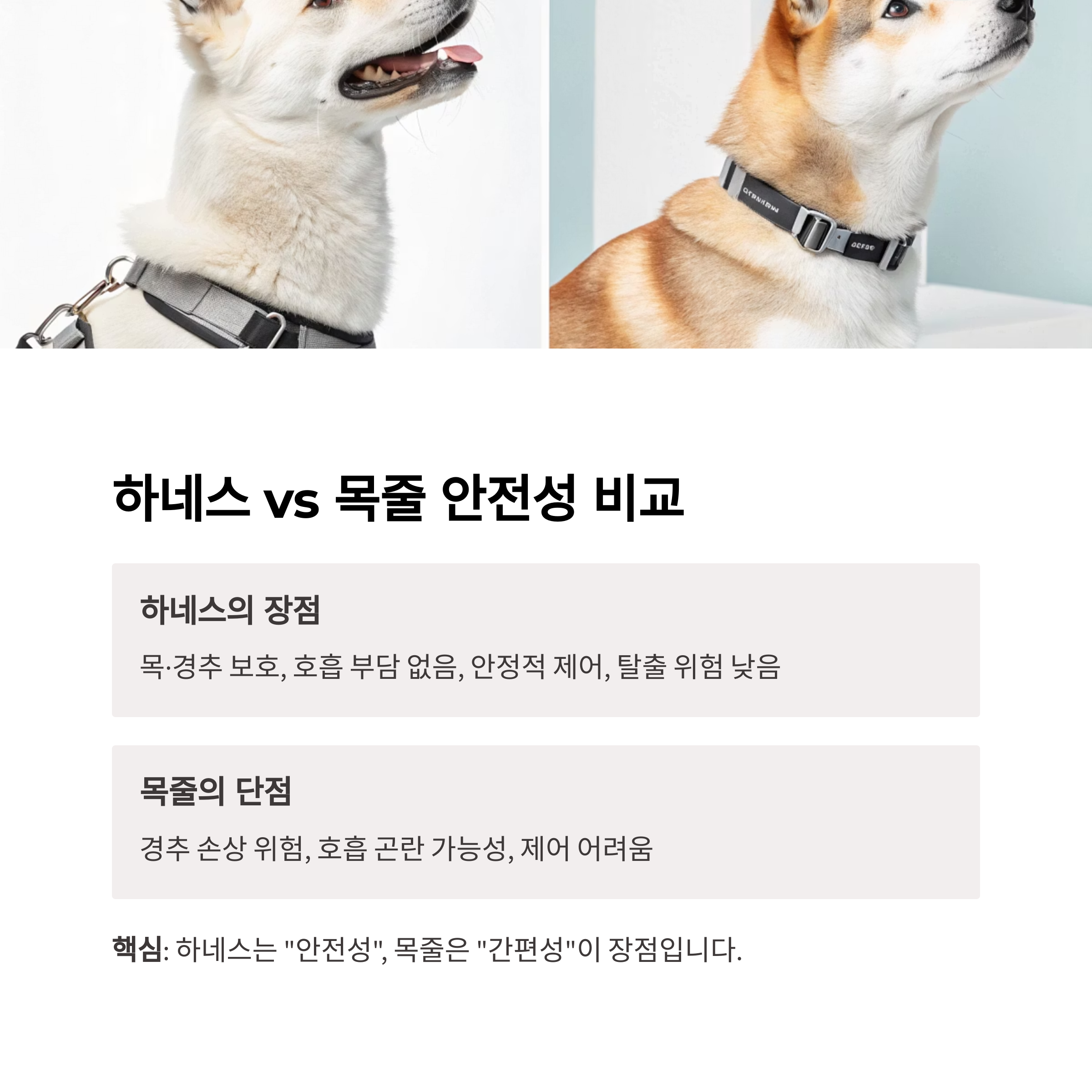 하네스 vs 목줄 안전성 비교