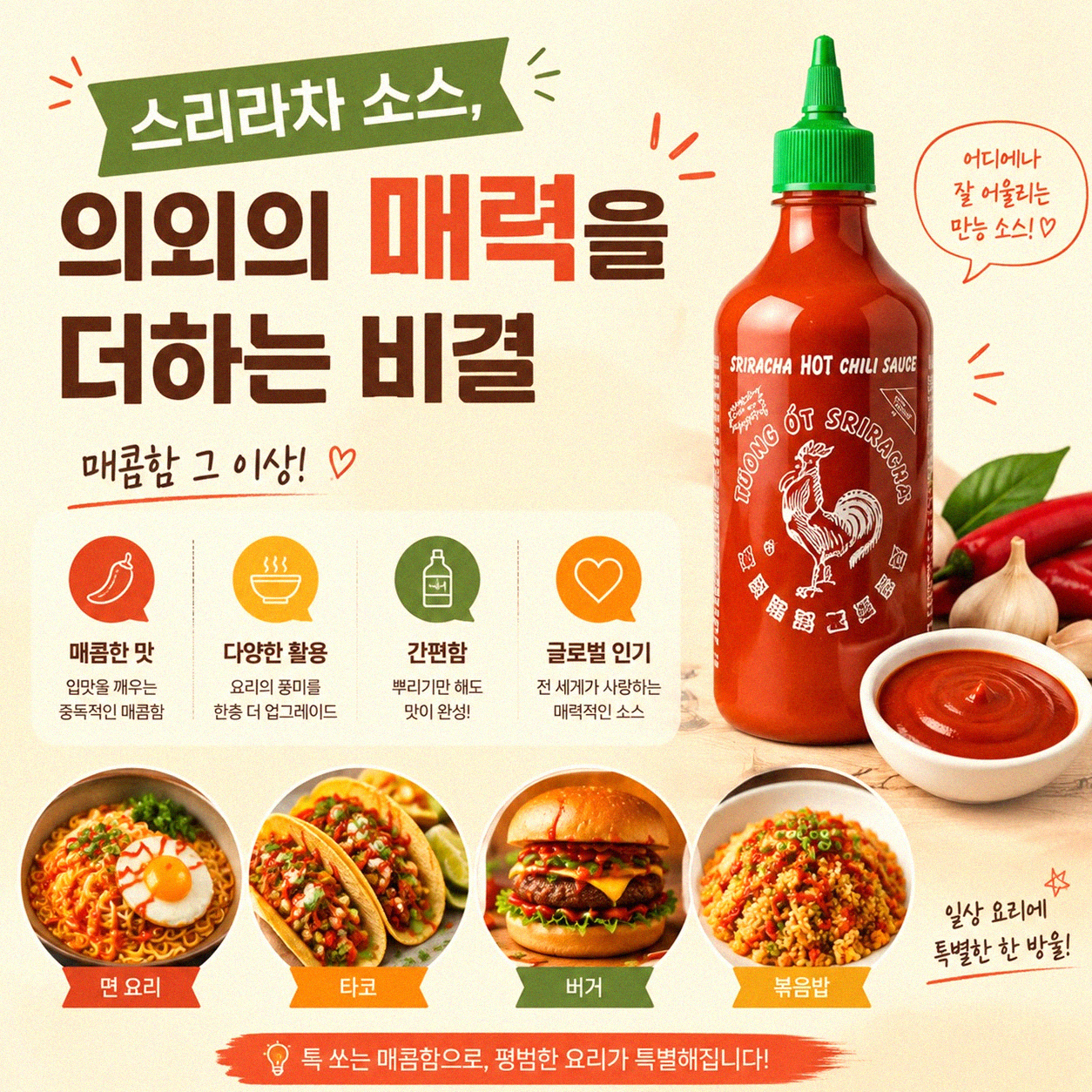 스리라차 소스, 요리에 다양하게 활용하는 법