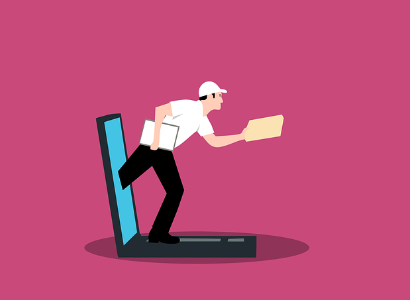 쿠팡플레이 쿠팡와우 무료체험 혜택 중 하나인 오늘 도착 보장을 의미하는 핸드폰에서 바로 나오는 택배기사와 택배박스 사진