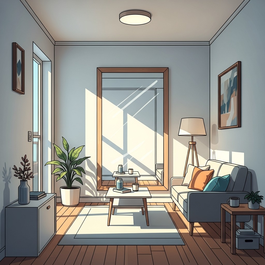 거울로 넓어진 방