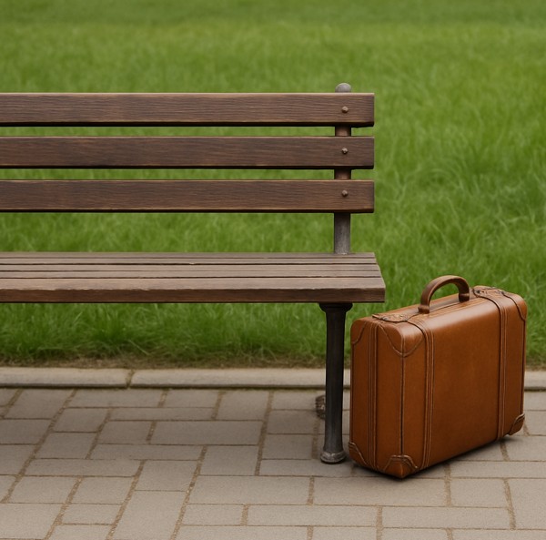 벤치와 여행가방