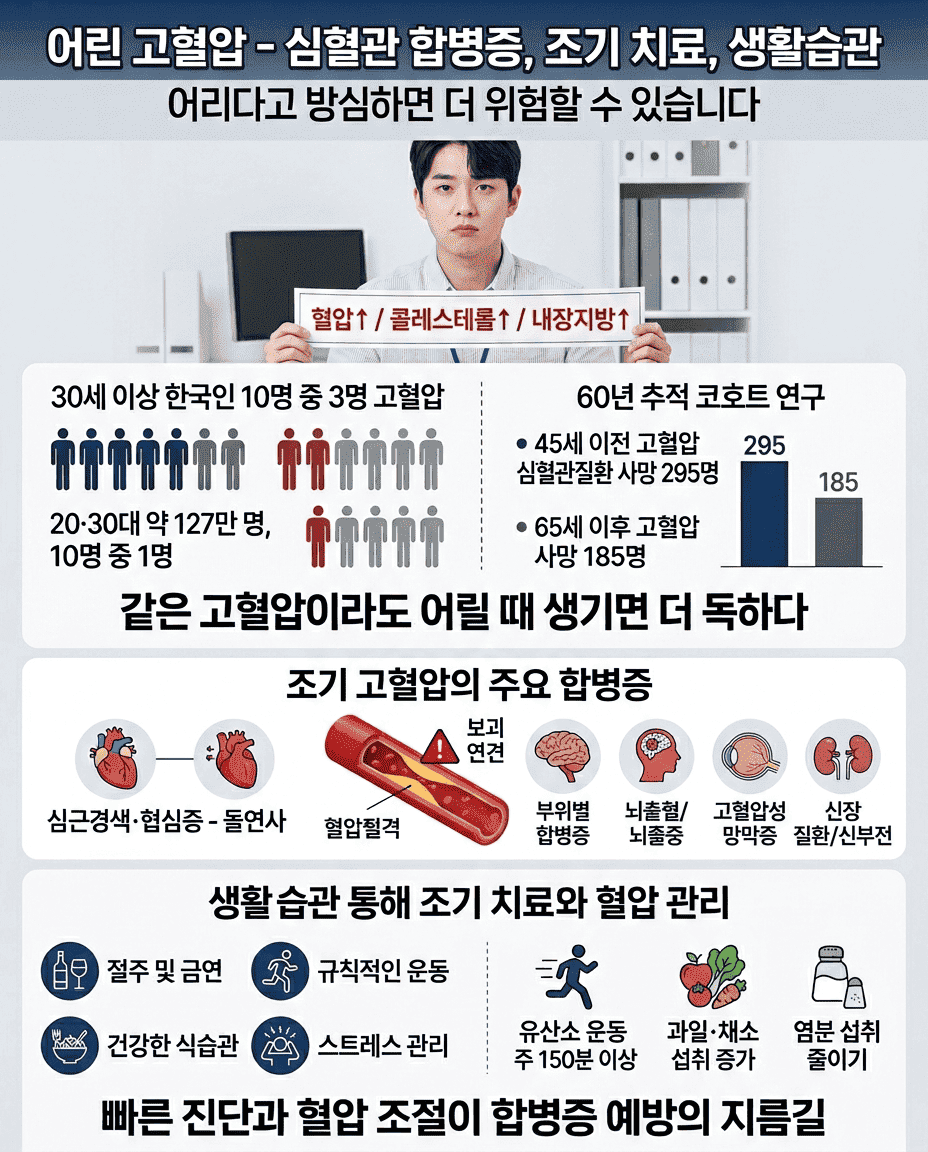 젊은 고혈압 (심혈관 합병증, 조기 치료, 생활습관)