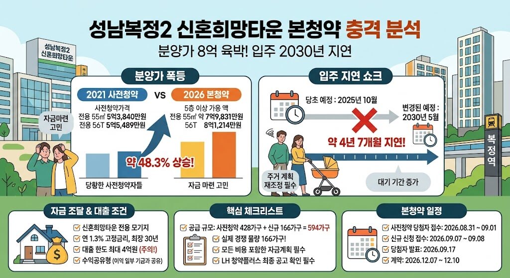 성남복정2 신혼희망타운 분양가 8억 육박…입주 2030년, 본청약 전에 꼭 볼 핵심 변화