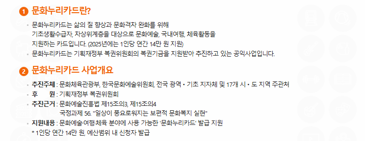 문화누리카드 및 사업개요