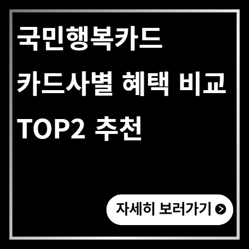 국민행복카드 카드사별 혜택 비교 TOP2 추천