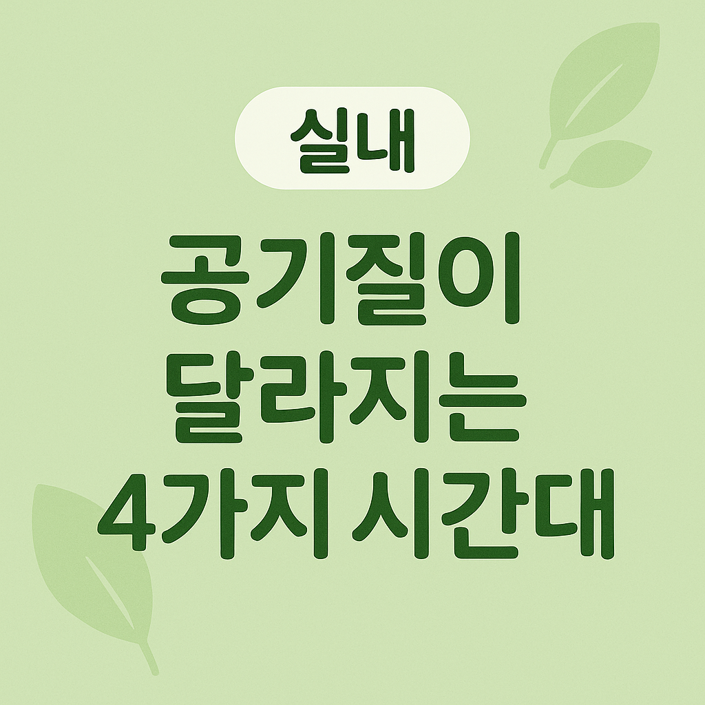 실내공기질, 공기질패턴, 시간대패턴, 아침공기질, 실내환경관리, VOC관리, CO2관리, 재부유먼지, 공기정체, 환기타이밍