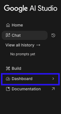 API 키 발급을 위해 dashboard탭 누르는 화면