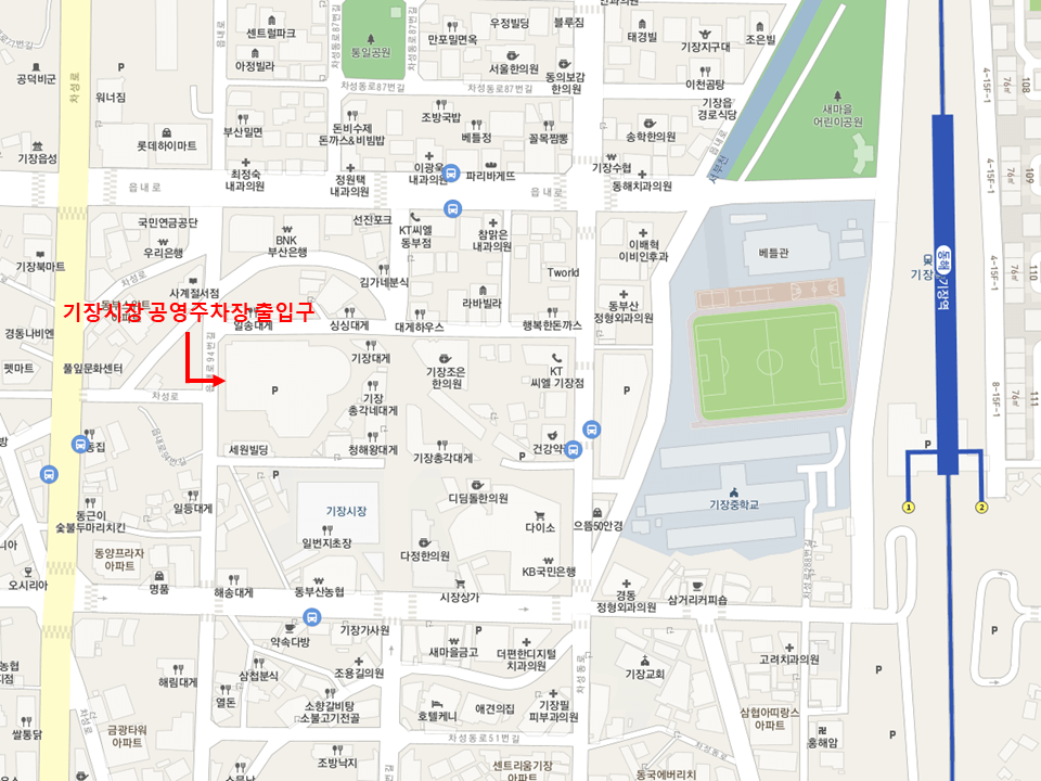 기장시장 공영주차장-위치도