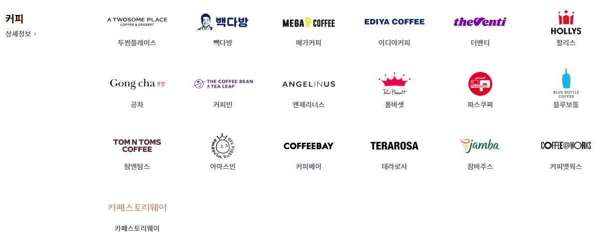 애플페이가 사용가능한 커피점 로고