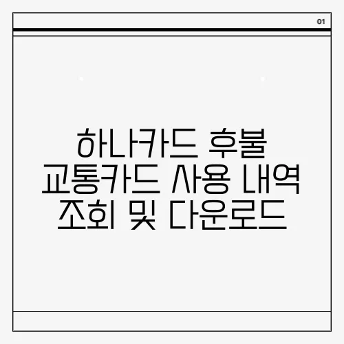 하나카드 후불 교통카드 사용 내역 조회 및 다운로드