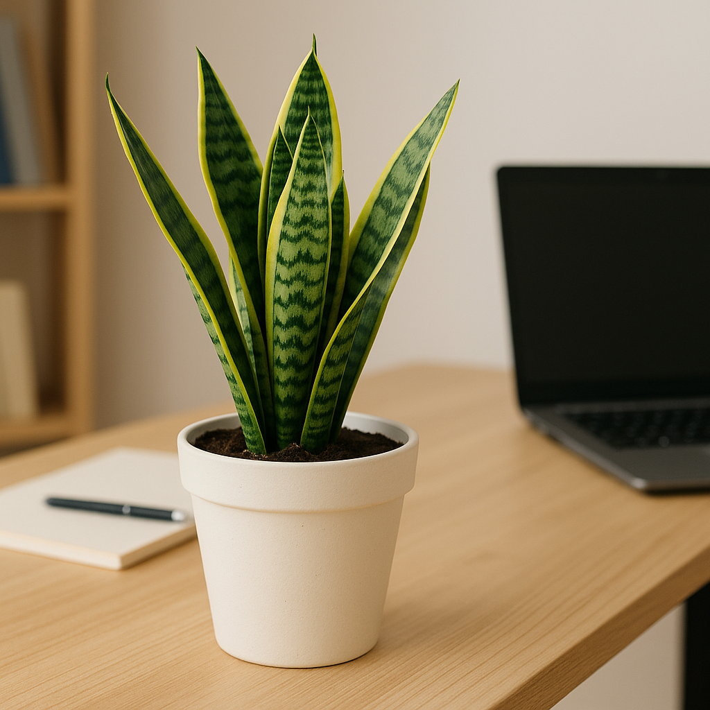 책상 위 공기정화 식물 ‘산세베리아‘