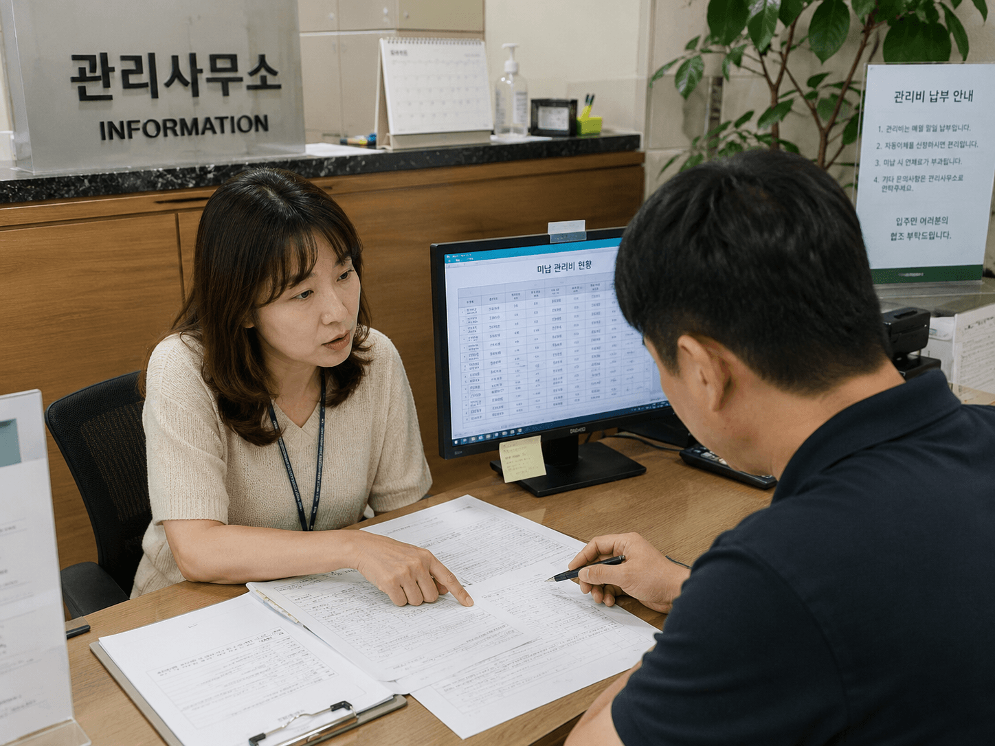 관리사무소 상담 모습