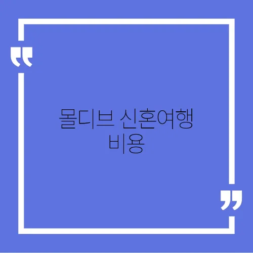 몰디브 신혼여행 비용