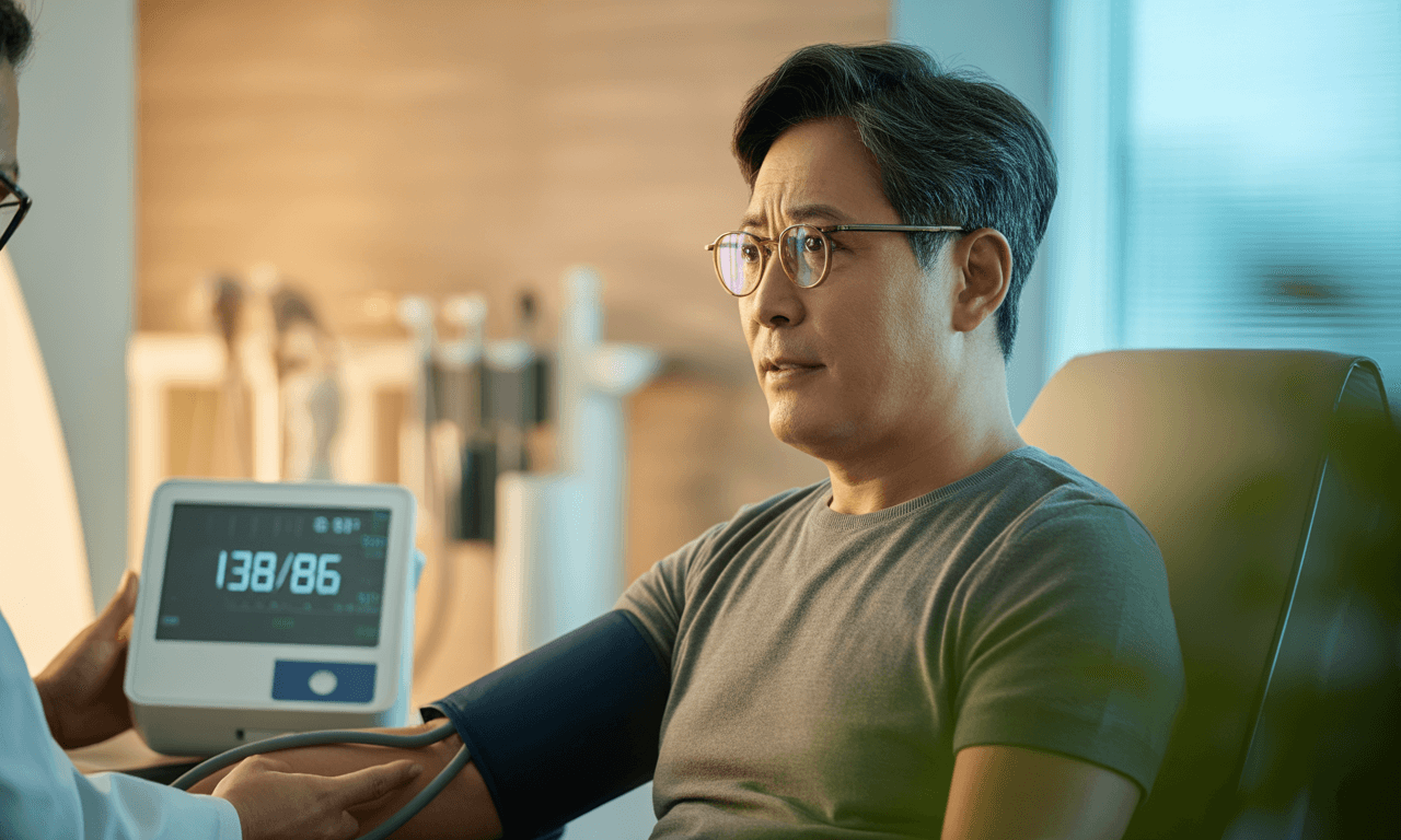 고혈압-두통-어지럼증-관련성-병원에서-진료를-받는-모습